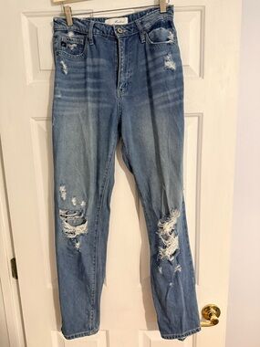 Light Wash Distressed High-Rise Jeans